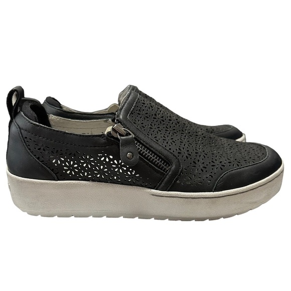 Jambu July Sneakers Women's 7 Black Leather Slip On Comfort‎ Side Zipper Cut Out - Picture 3 of 8